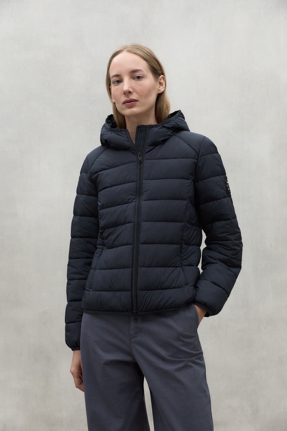 Plumifero Ecoalf Mujer Azul Marino Chaqueta Aspenalf Con Capucha