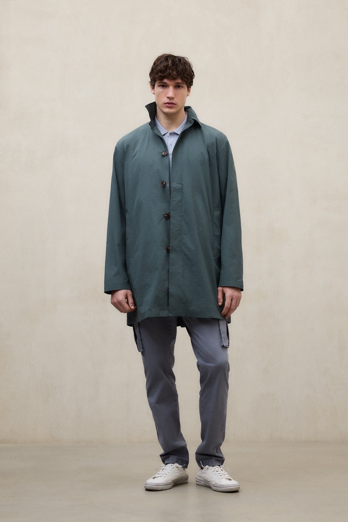 GREEN PACKABLE VESTAL TRENCH COAT FOR MEN | ECOALF
