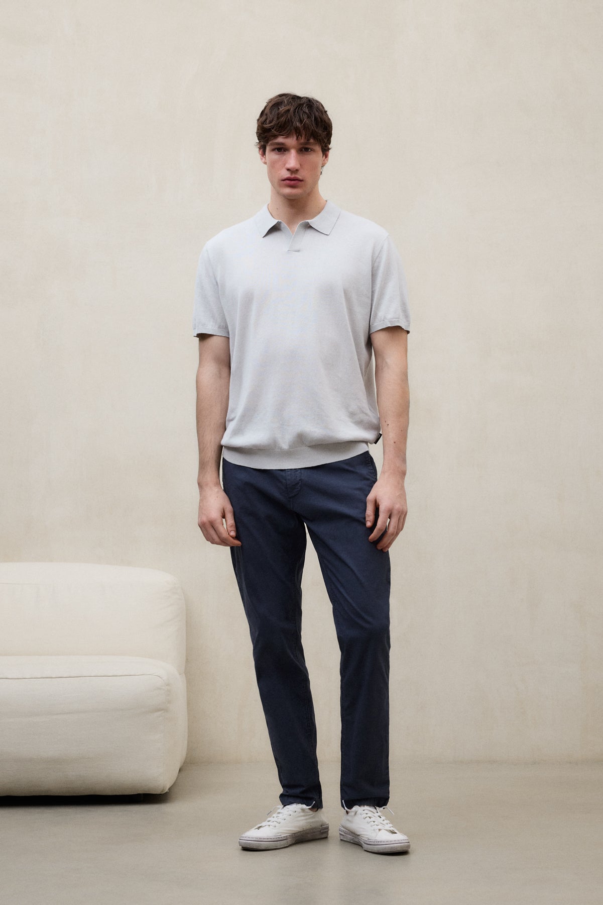 grey sweater blue dress pants Sweater with comfortable cut in navy main image 0