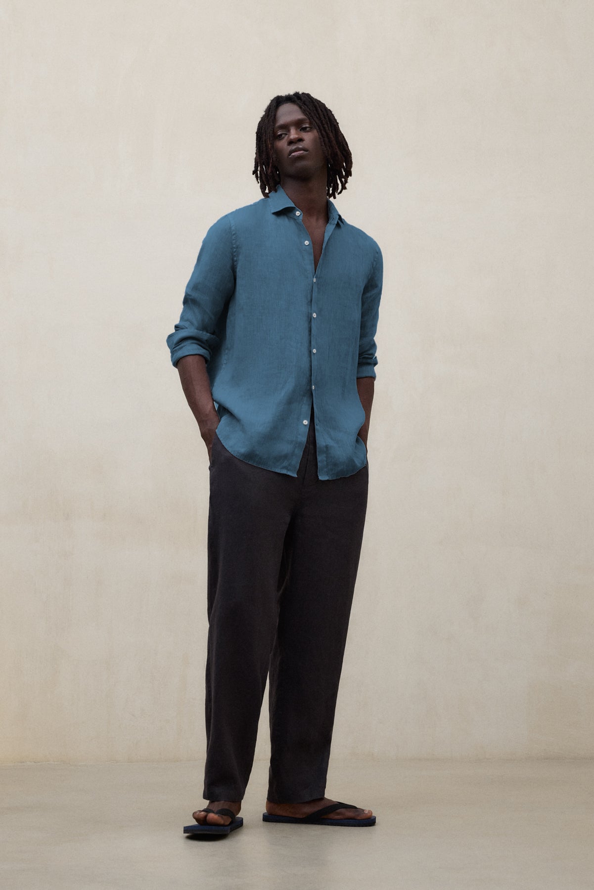 BLUE ALFREDO LINEN SHIRT FOR MEN | ECOALF
