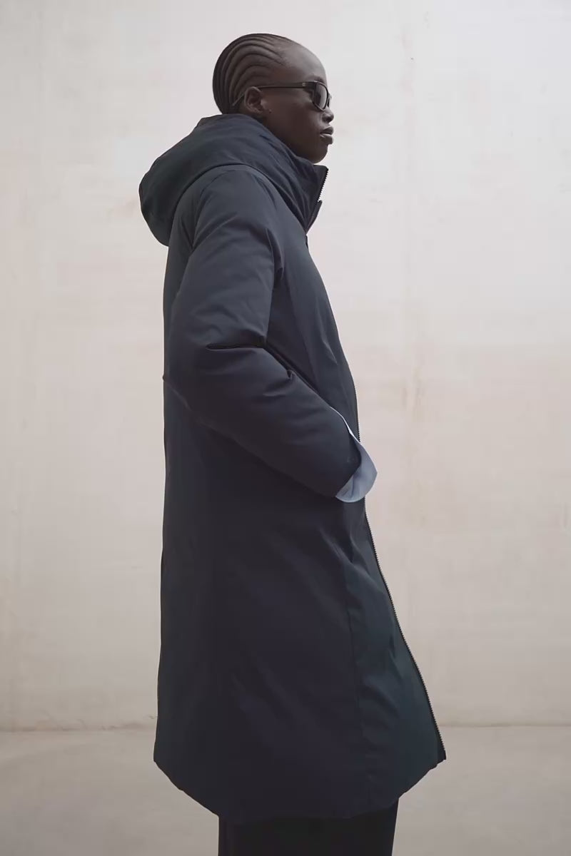 NAVY BLUE REVERSIBLE BARU COAT FOR WOMEN | ECOALF