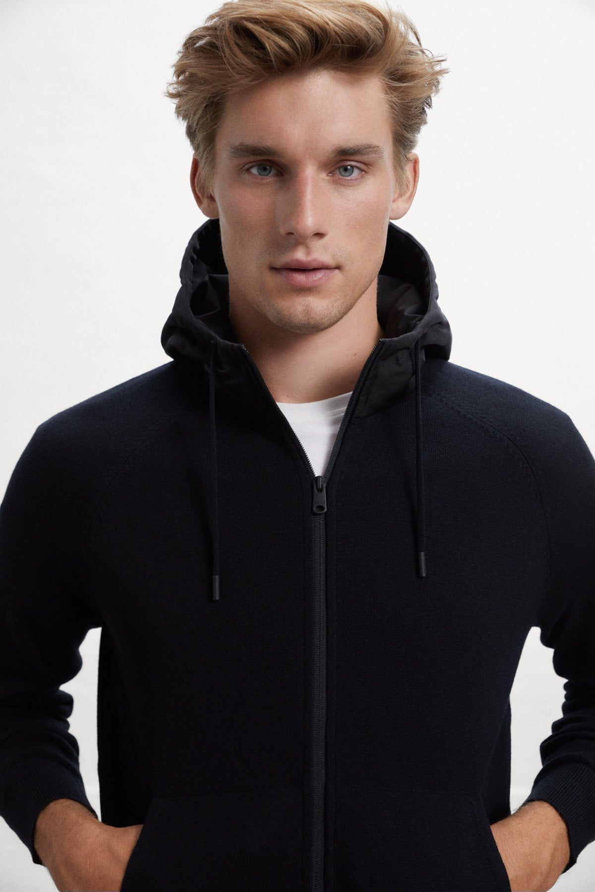 BLACK PERAL KNITTED JUMPER WITH HOOD 