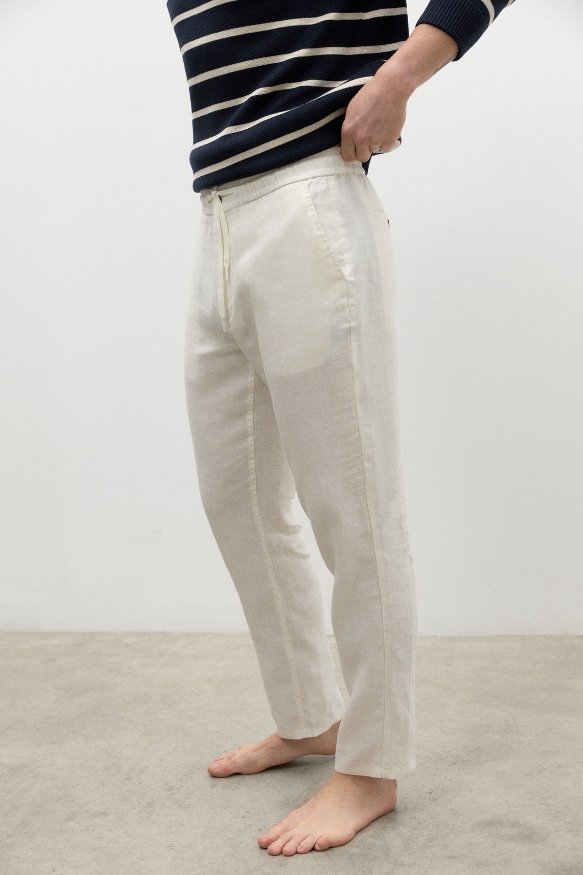 ETHICA LINEN TROUSERS WHITE