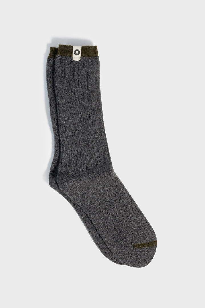 GREY CONTRASTE LONG SOCKS