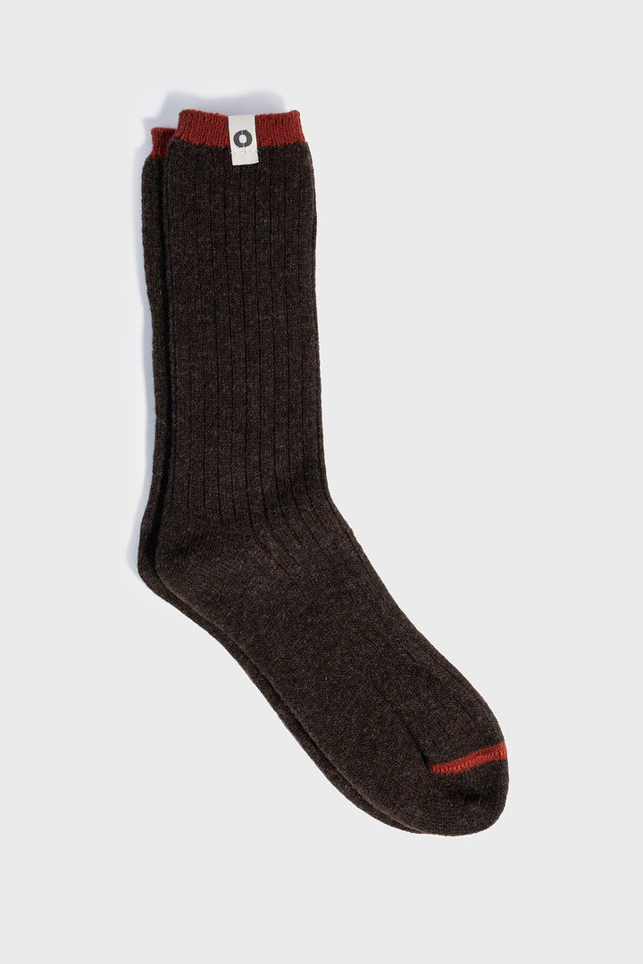 BROWN CONTRASTE LONG SOCKS