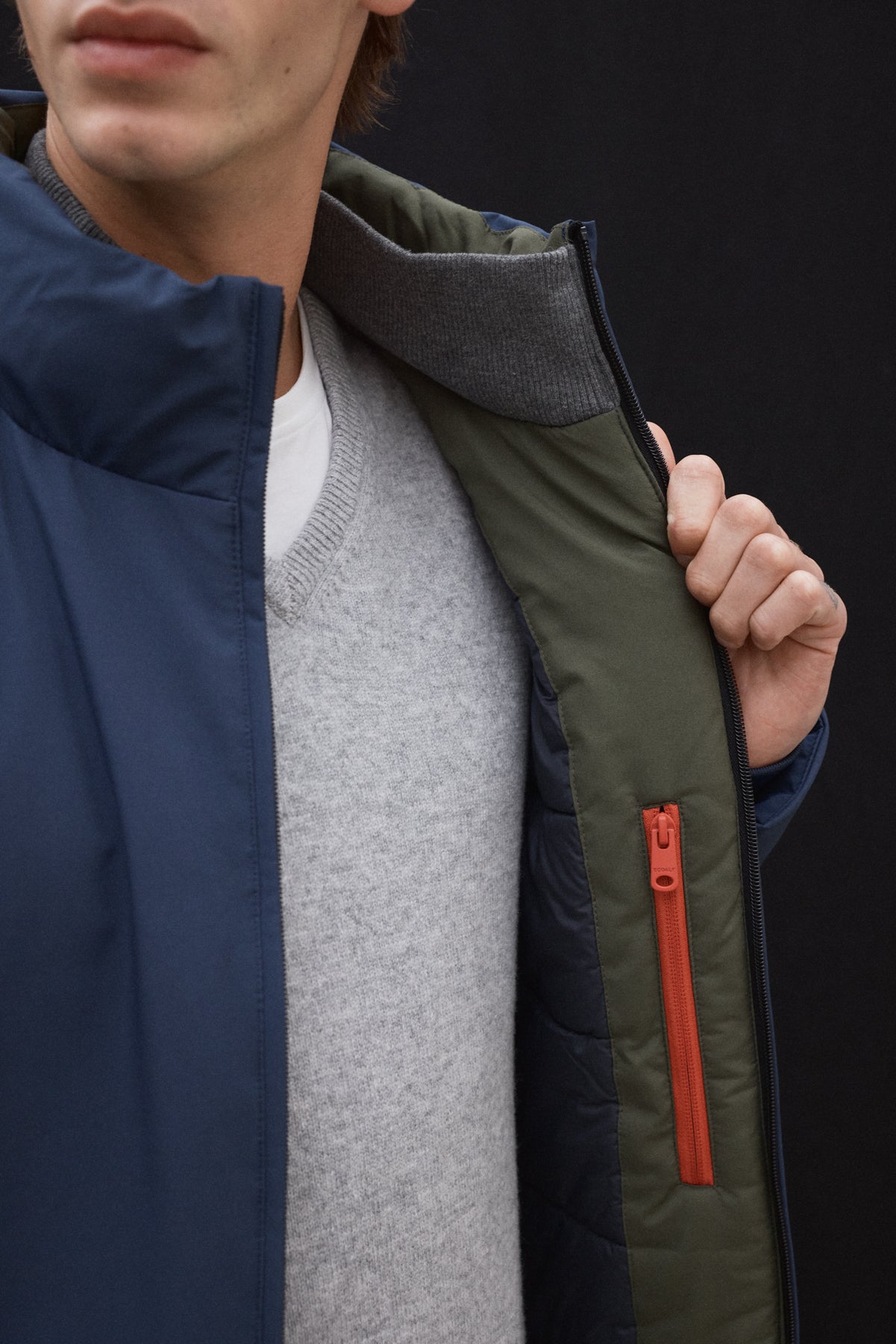 LANGER GRAYS BLAUER ANORAK