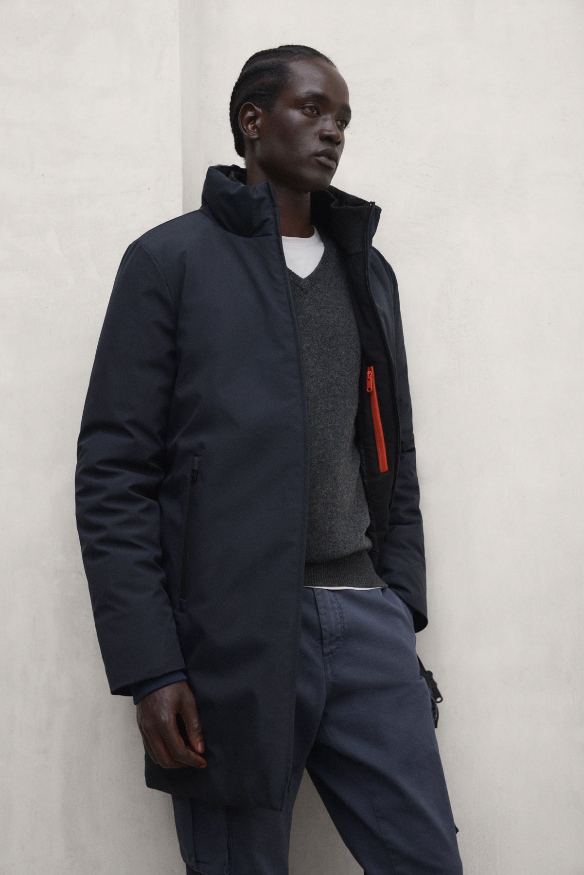 CHAQUETA LARGA GRAYS GRIS OSCURO