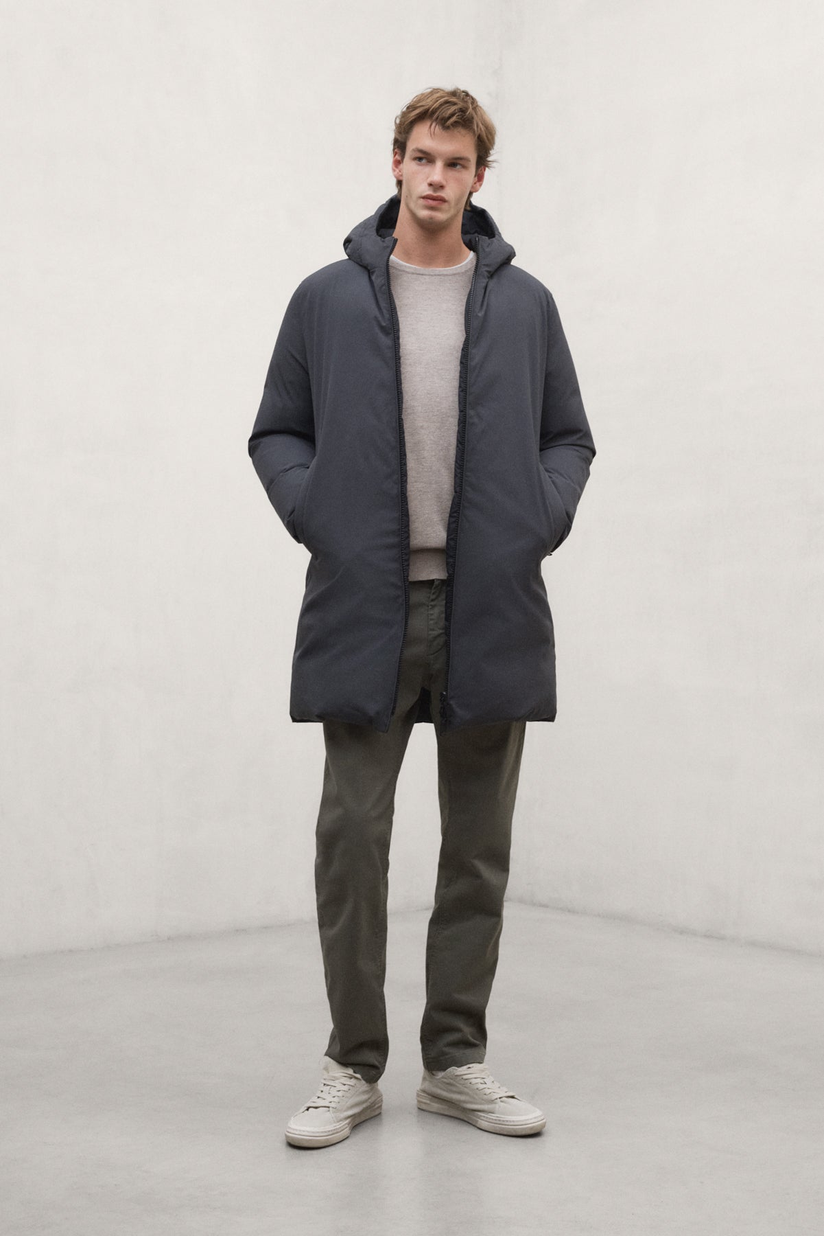 ABRIGO PONTE REVERSIBLE GRIS OSCURO