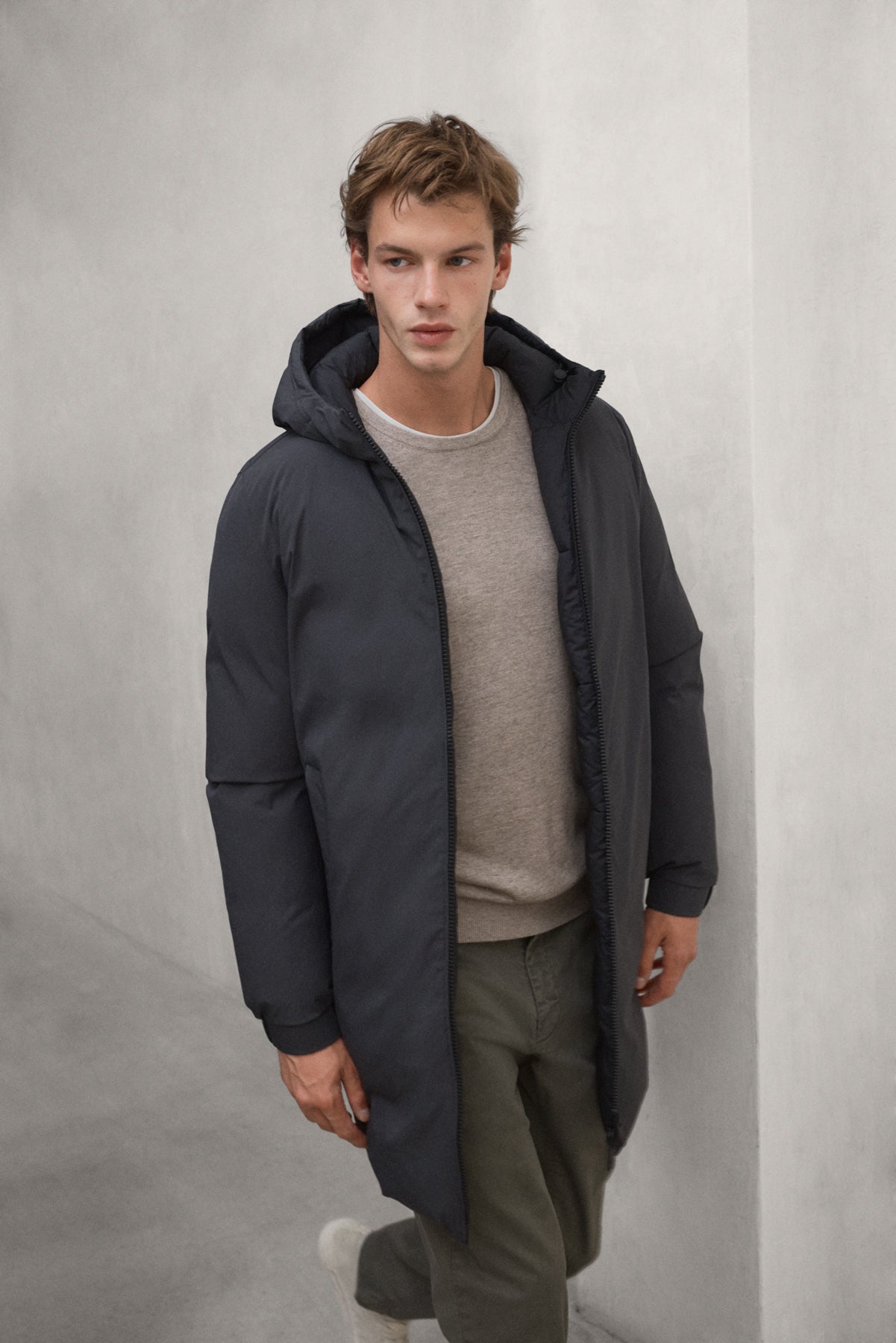 ABRIGO PONTE REVERSIBLE GRIS OSCURO