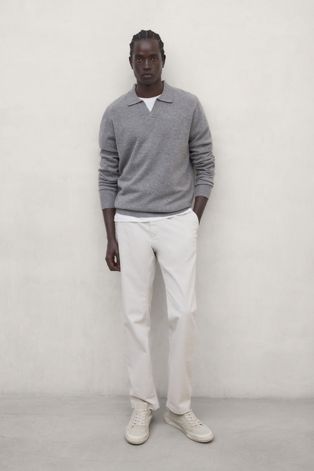 PULLOVER AUS MOPANE-WOLLE, GRAU