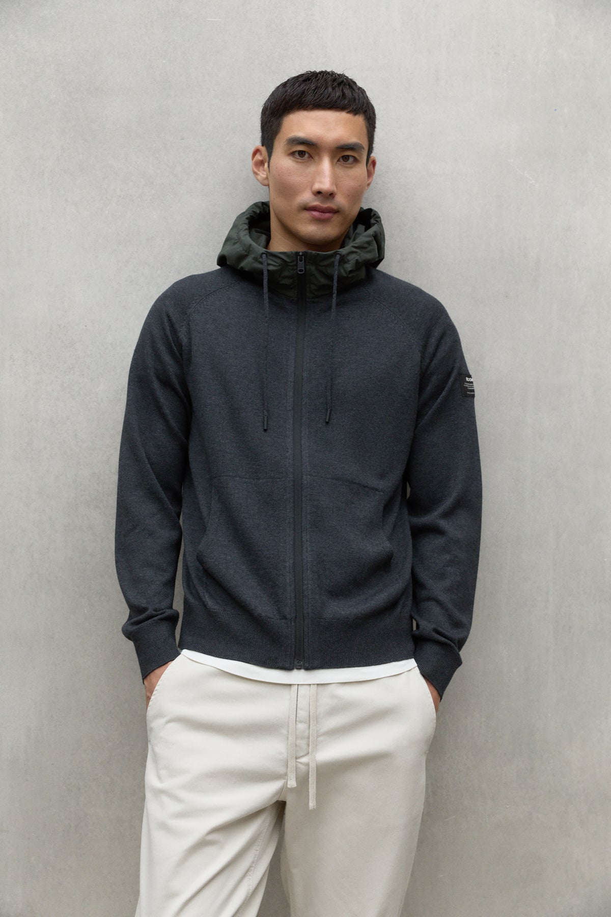 SUDADERA DE PUNTO PERAL GRIS OSCURO