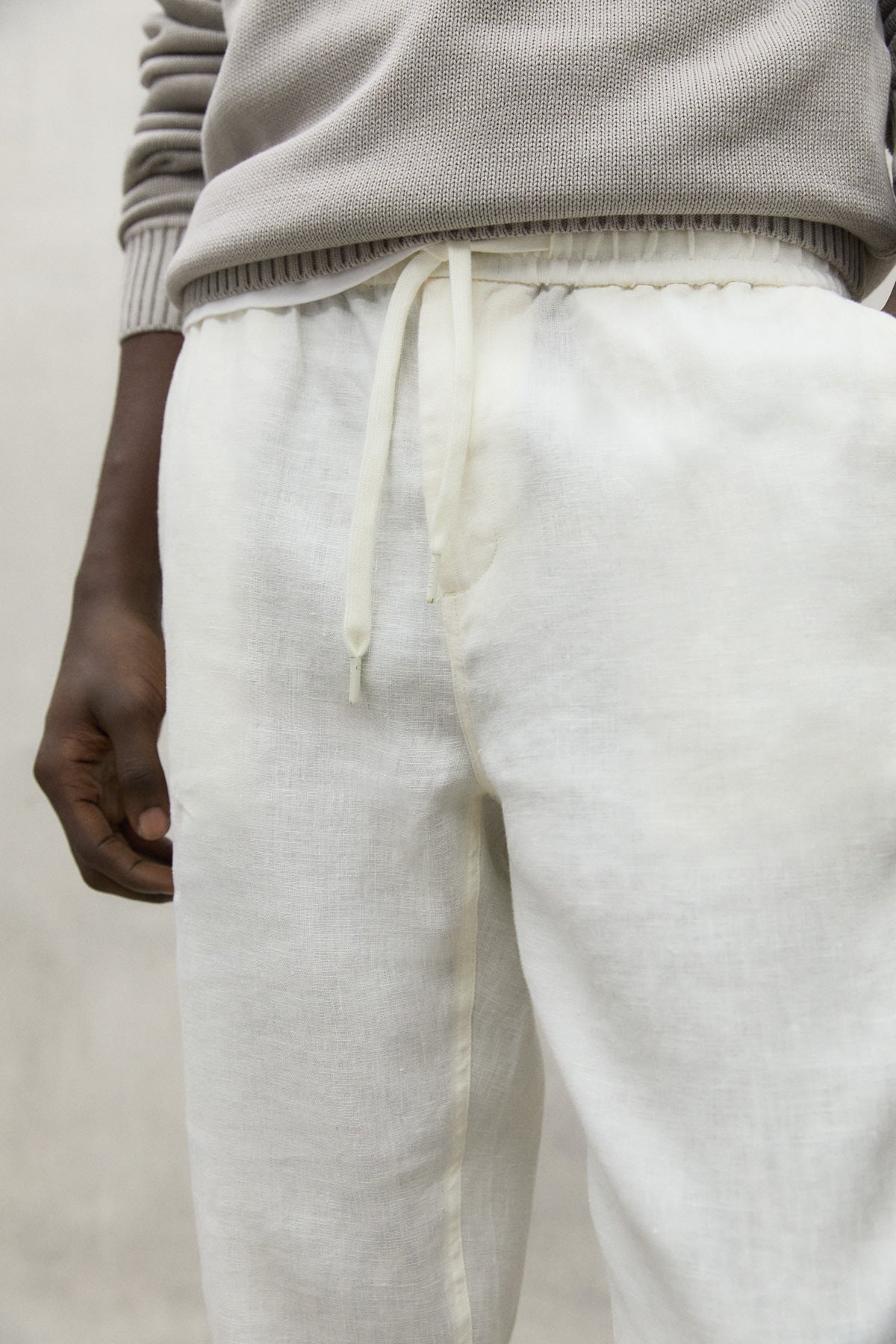 WHITE ETHICA LINEN TROUSERS