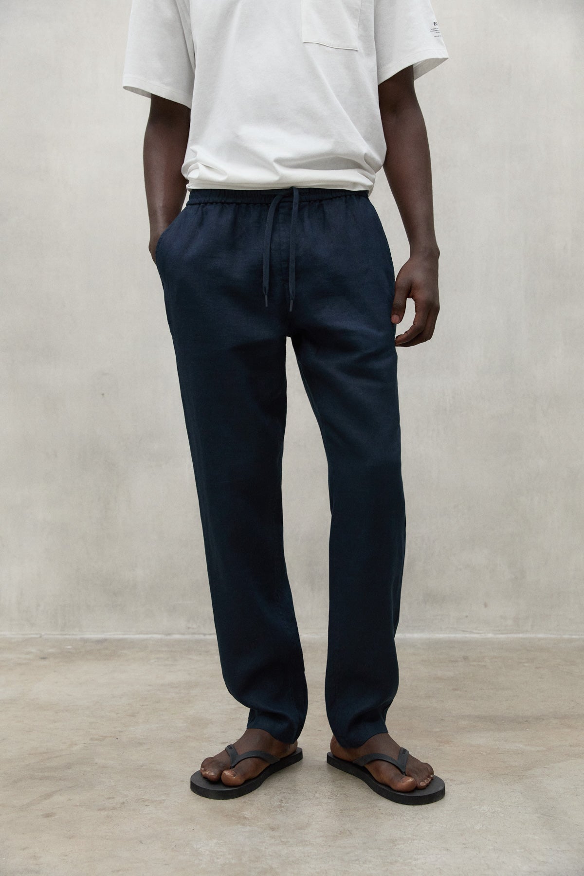 NAVY BLUE ETHICA LINEN TROUSERS