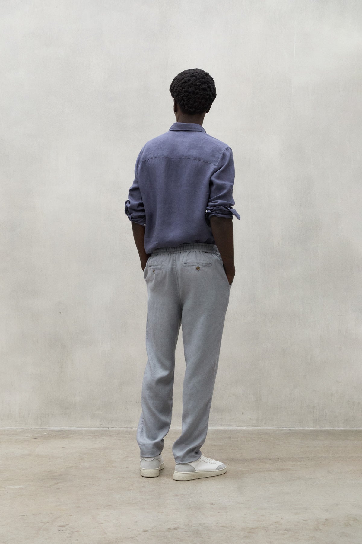 GREY ETHICA LINEN TROUSERS