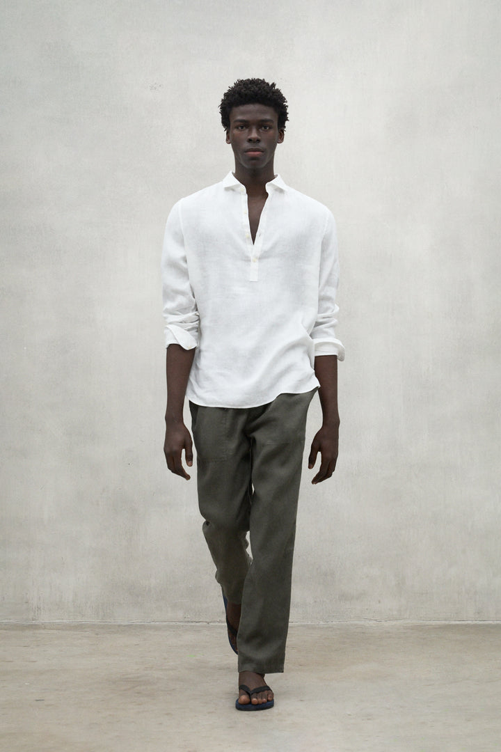 KHAKI ETHIC LINO TROUSERS
