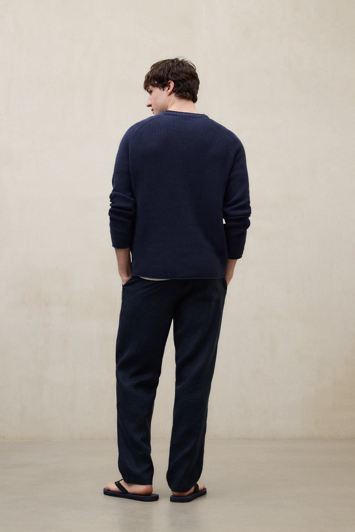 NAVY BLUE ETHIWIN LINEN TROUSERS
