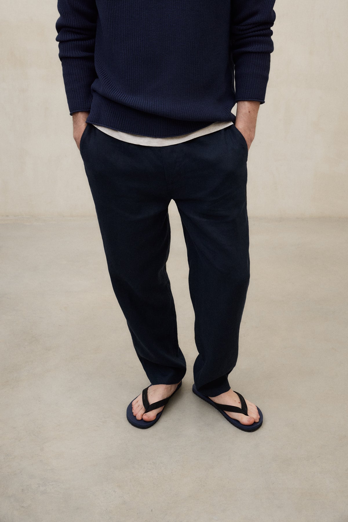 NAVY BLUE ETHIWIN LINEN TROUSERS