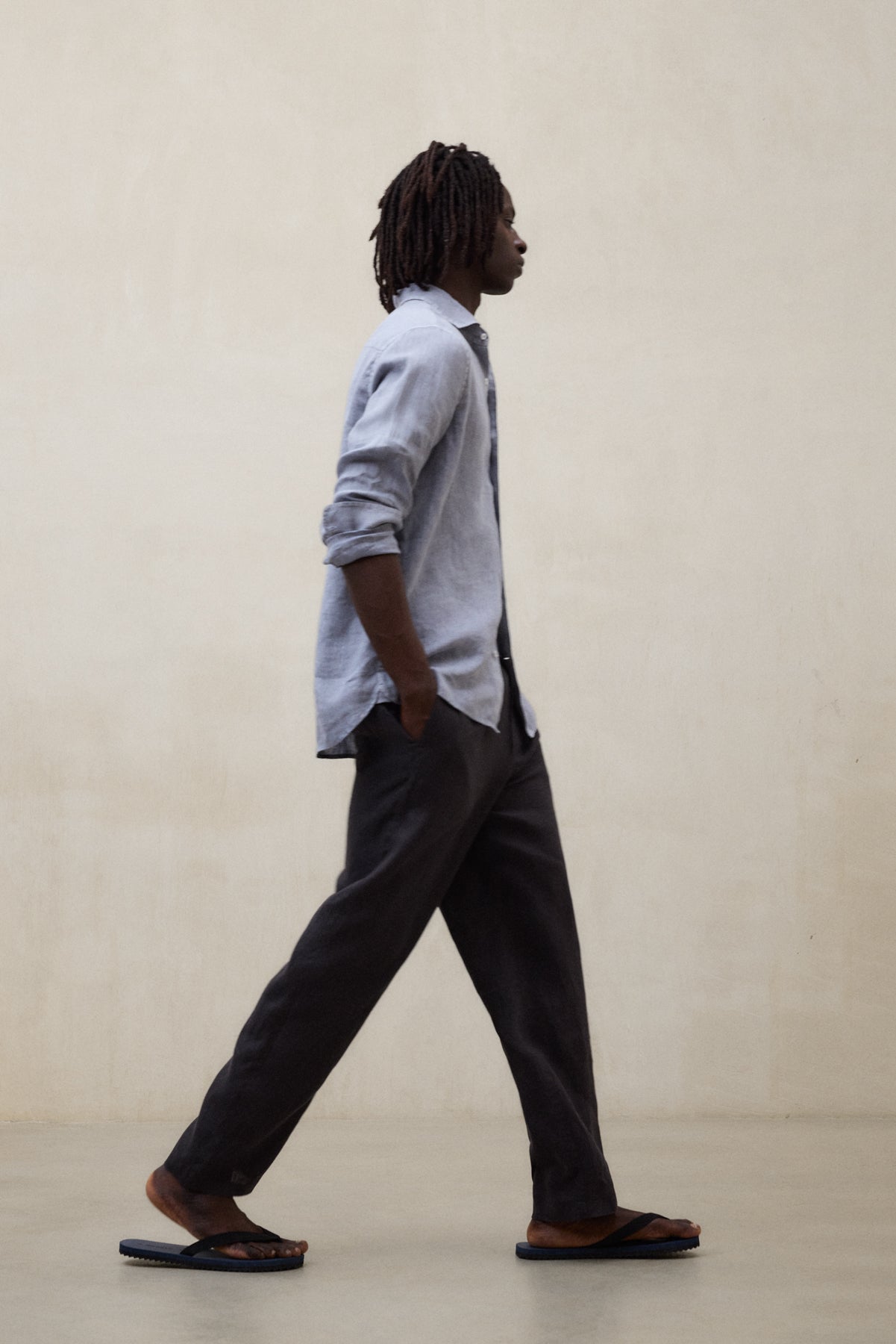 DARK GREY ETHIWIN LINEN TROUSERS