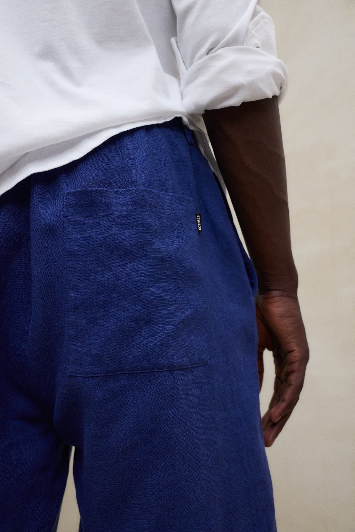 PANTALONES DE LINO ETHIWIN AZUL