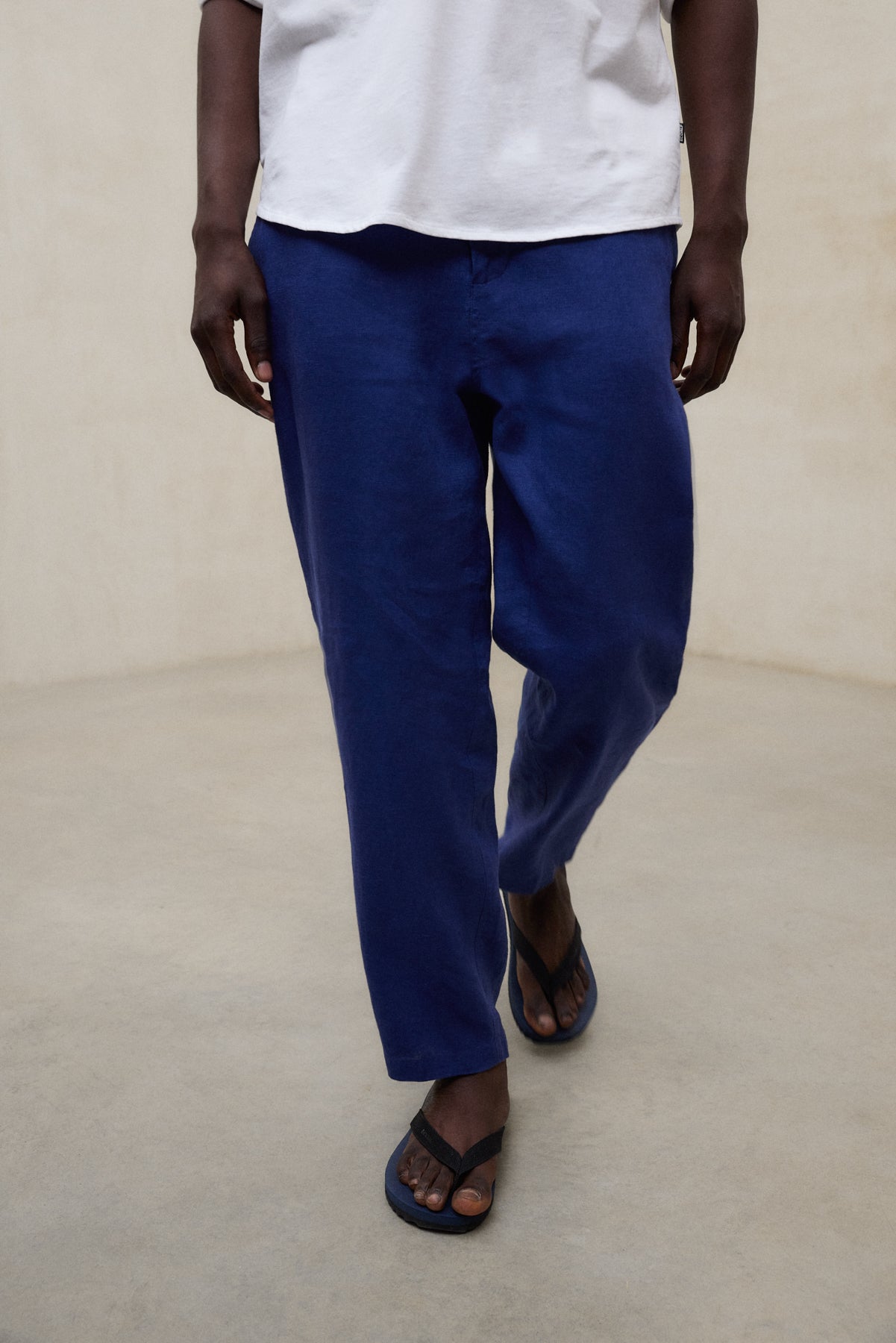 BLUE ETHIWIN LINEN TROUSERS