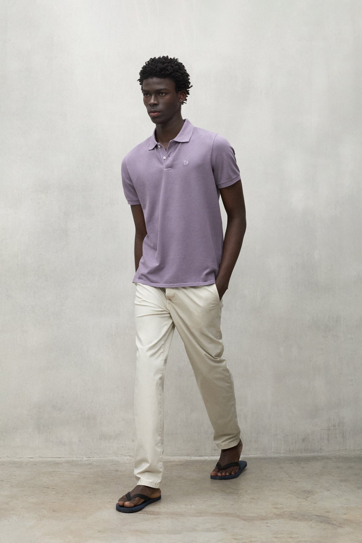 purple dress shirt with grey pants Dressing Purple Shirt Gray Pants Black Stock Photo 158191892