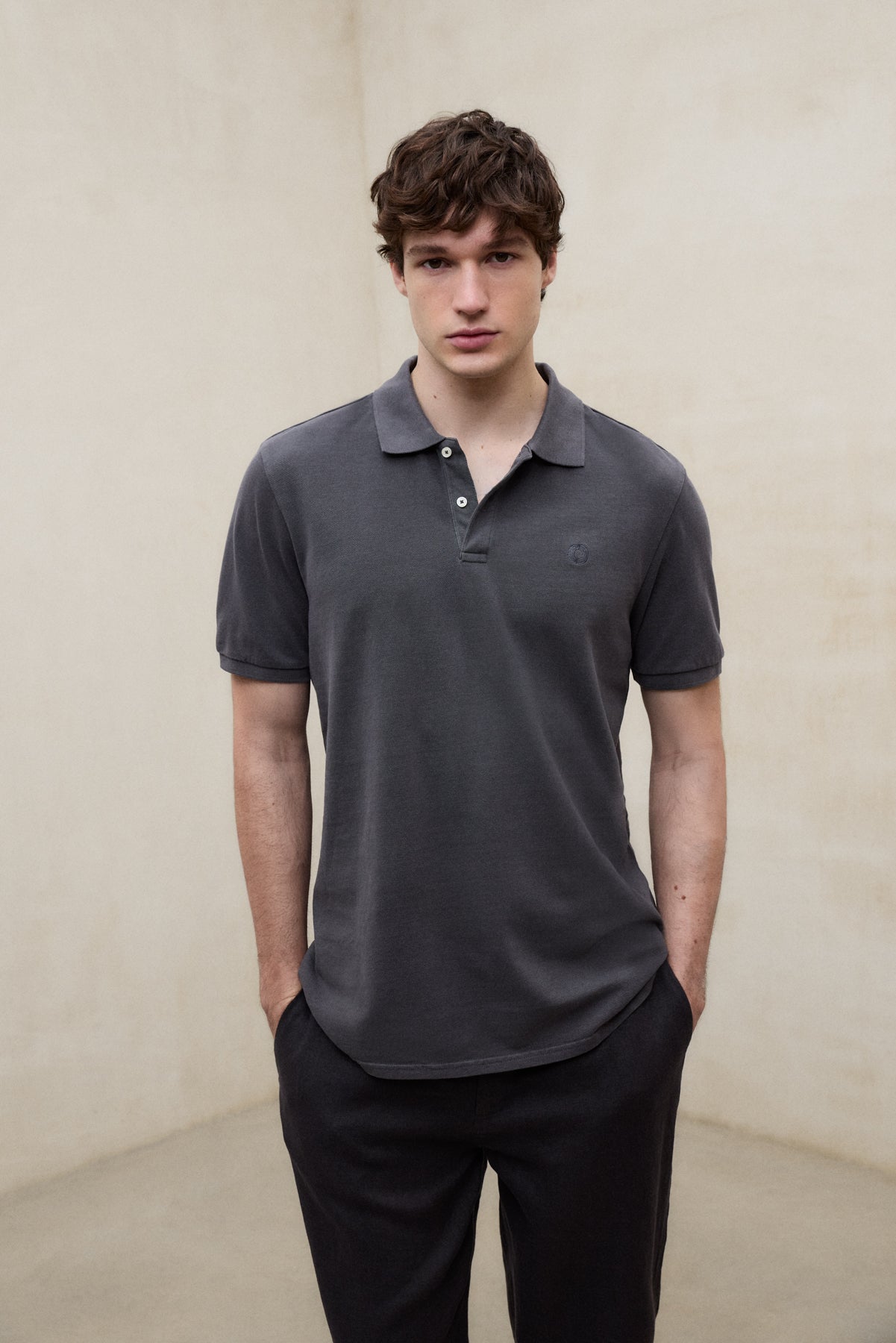 PIQUÉ-POLOSHIRT TEDAN DUNKELGRAU