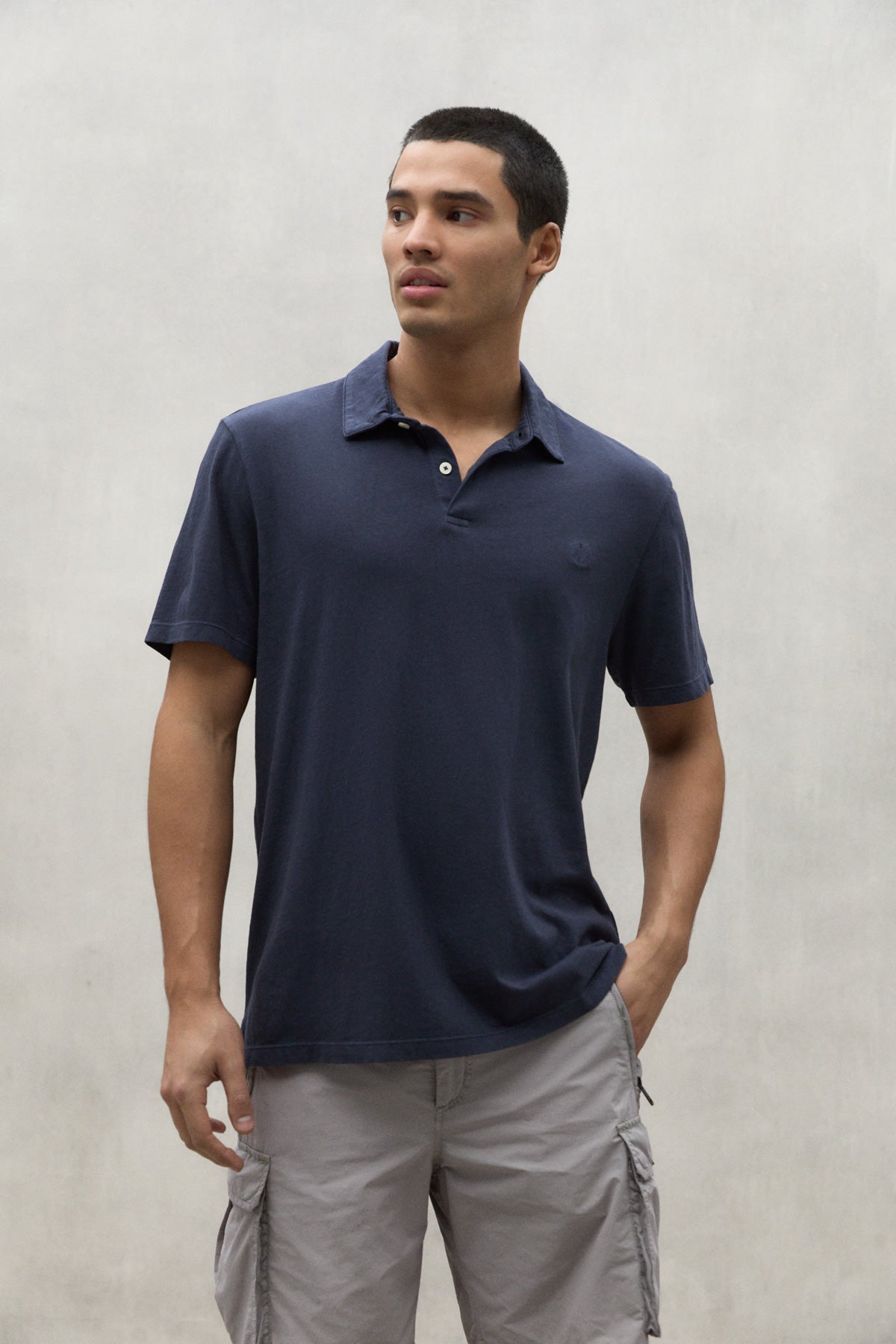 NAVY BLUE THEO JERSEY POLO SHIRT