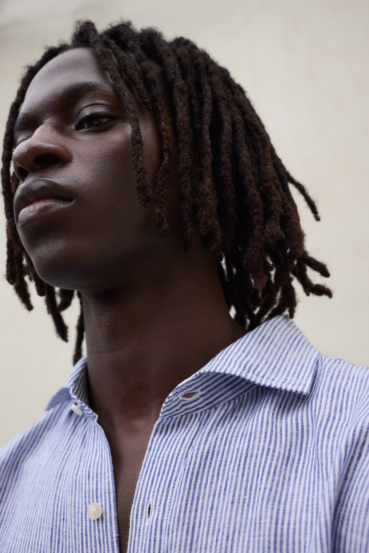 CHEMISE ALFREDO EN LIN À RAYURES BLEU MARINE