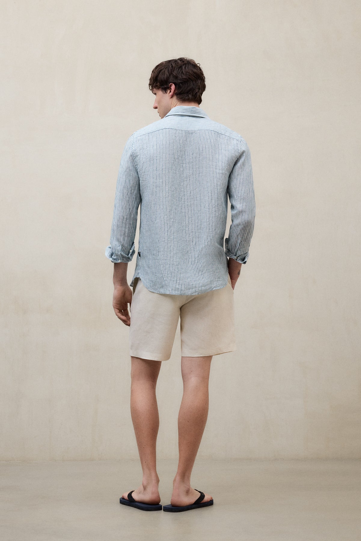 CHEMISE ALFREDO EN LIN À RAYURES VERTES