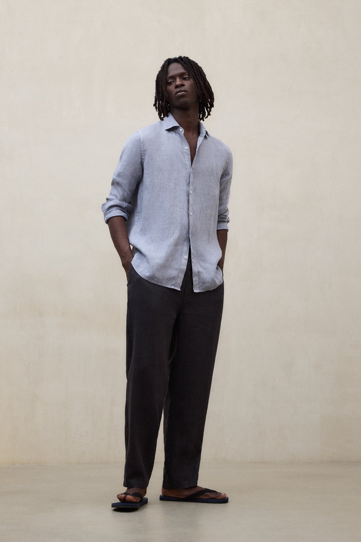 CAMISA ALFREDO DE LINO AZUL