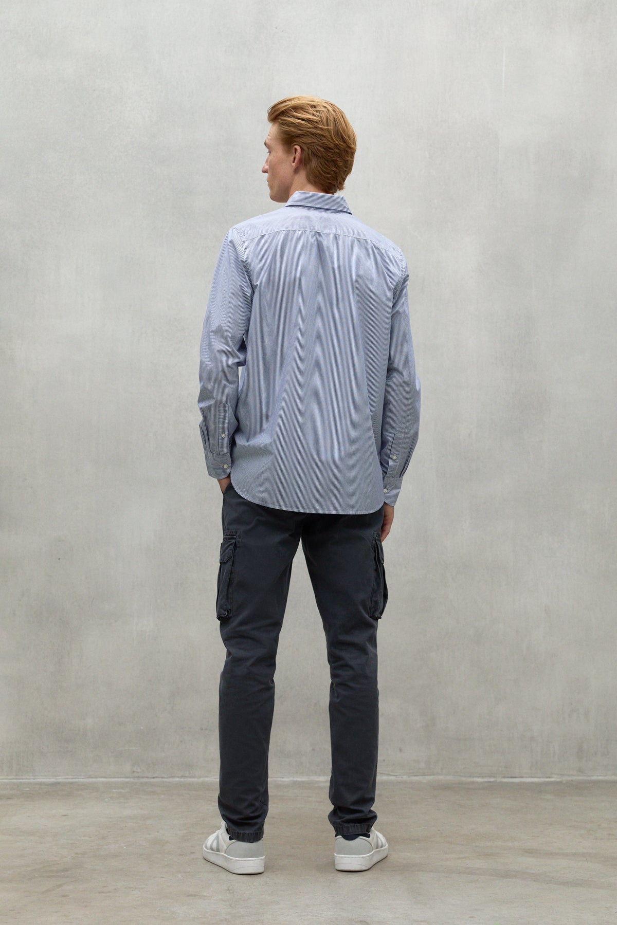 NAVY BLUE AND WHITE ALFREDO SHIRT