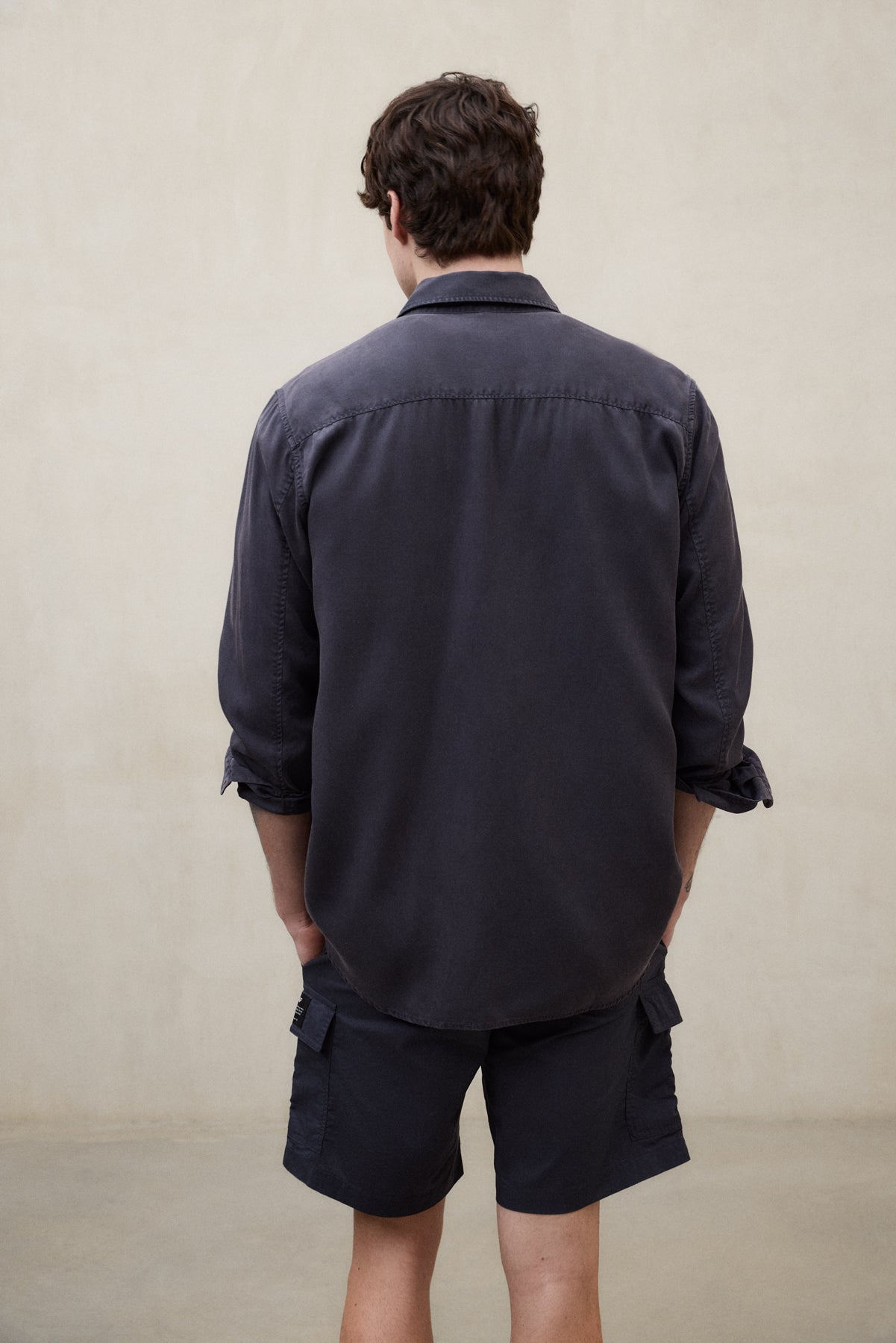 CAMISA ANTEJO DE TENCEL AZUL MARINO