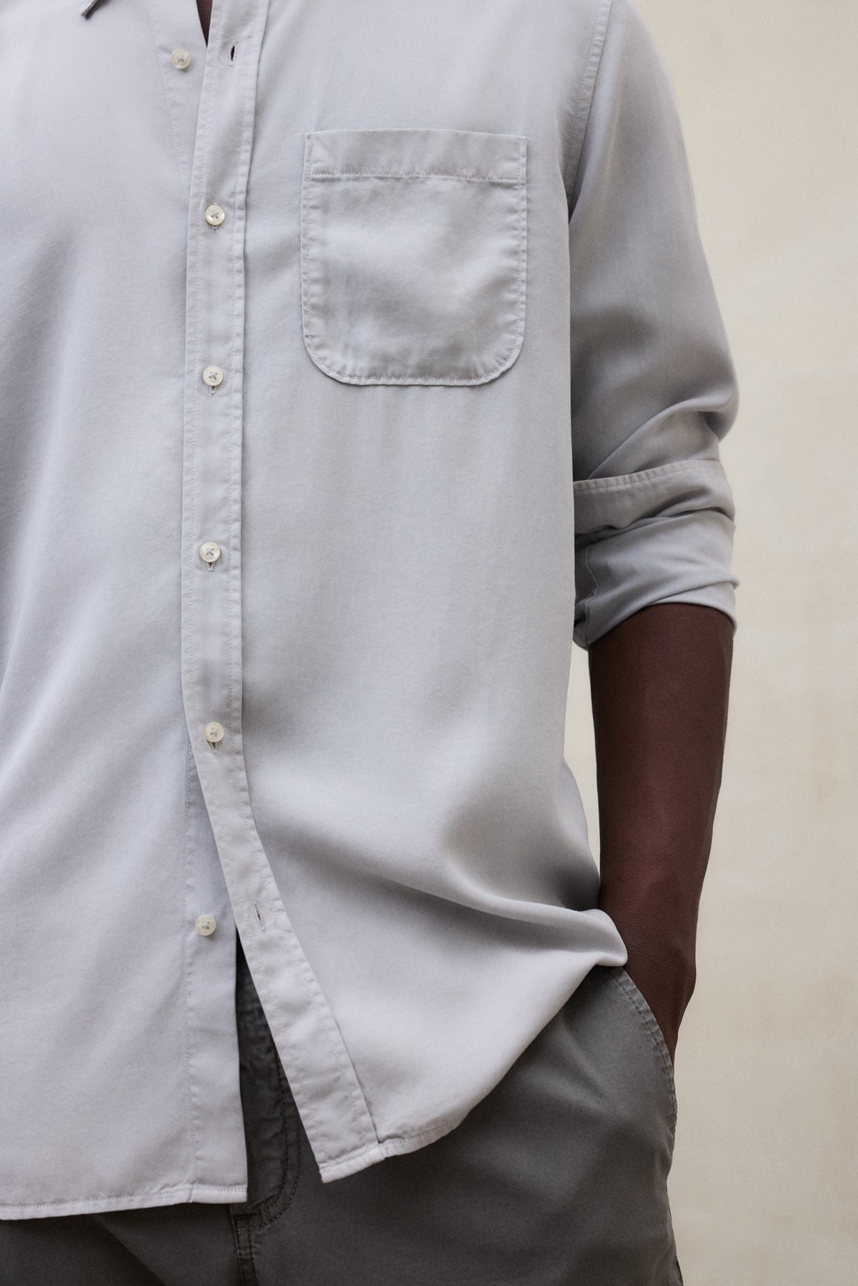 CAMISA ANTEJO DE TENCEL GRIS