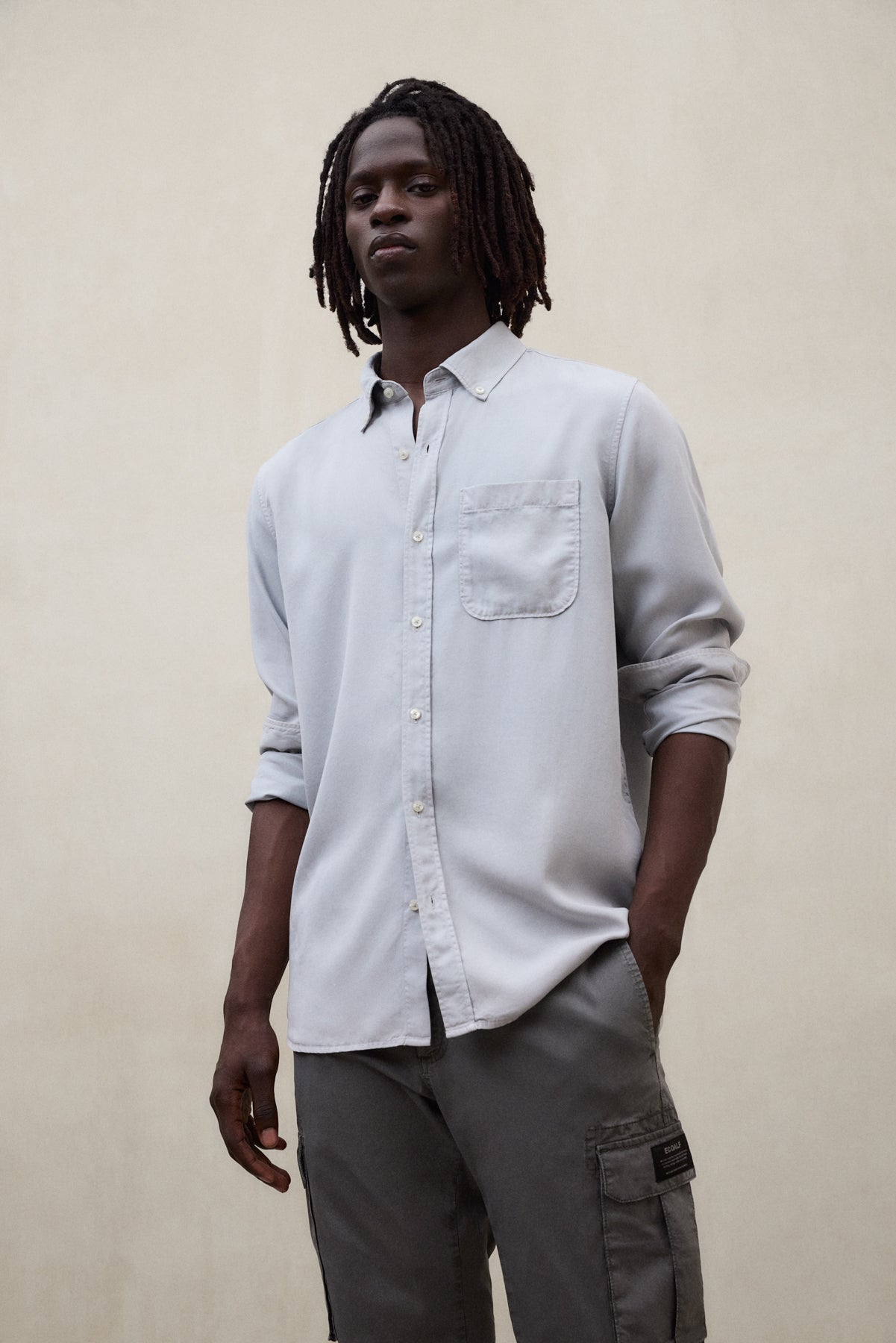 CAMISA ANTEJO DE TENCEL GRIS