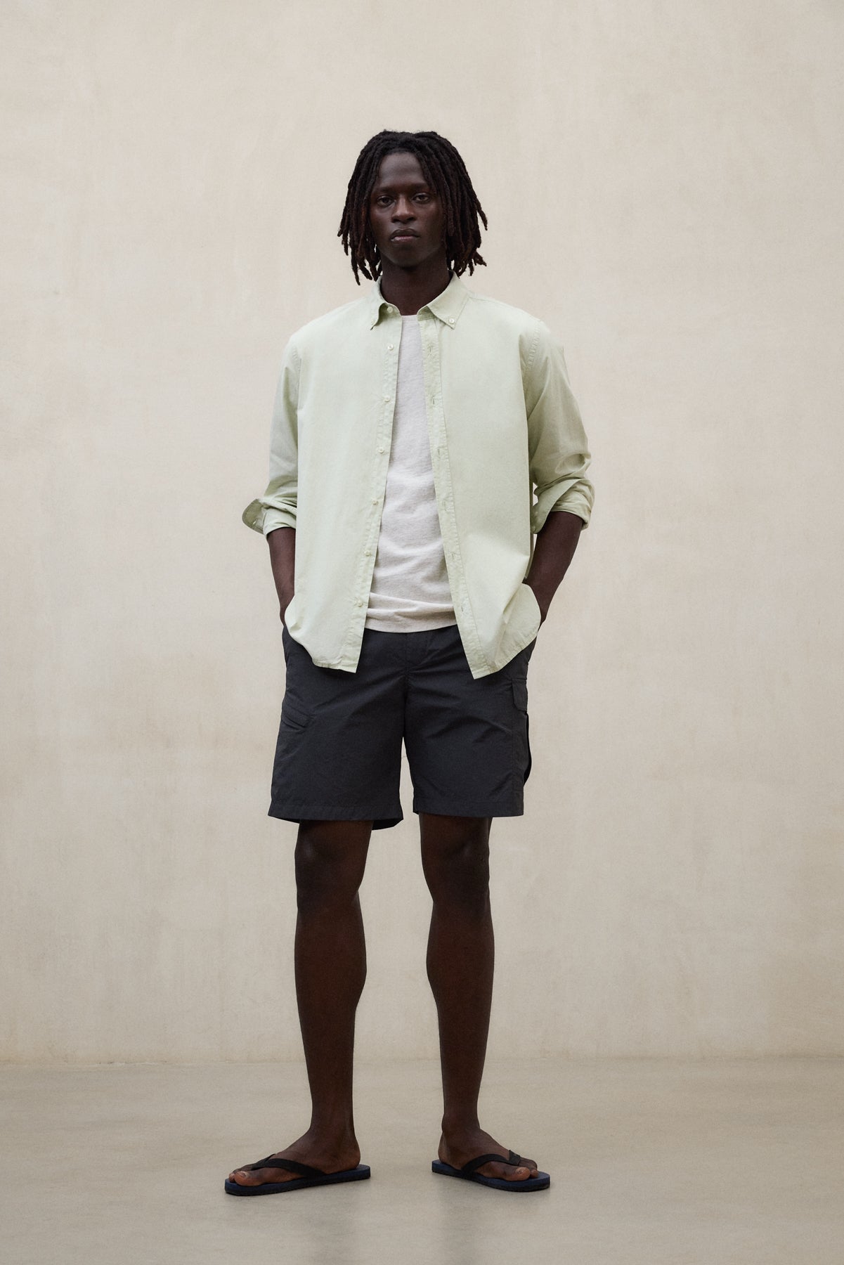 CAMISA ANTEJO DE POPELÍN VERDE