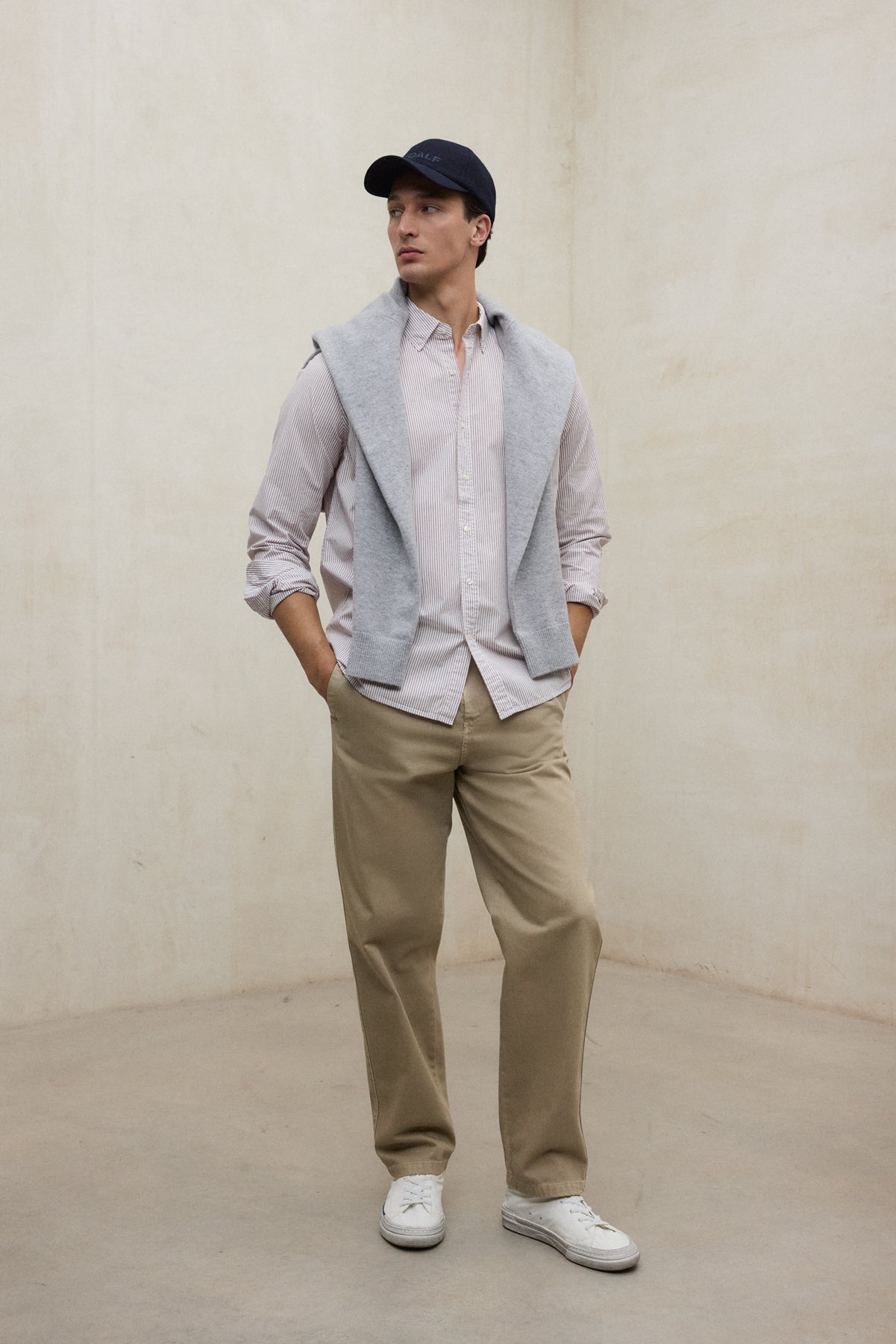 WHITE MAROON STRIPED ANTONIO SHIRT