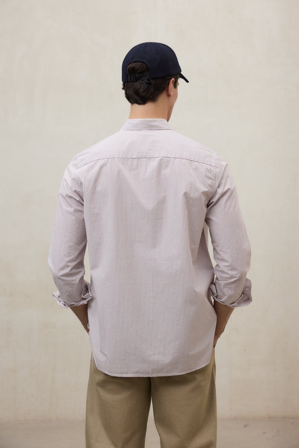 WHITE MAROON STRIPED ANTONIO SHIRT