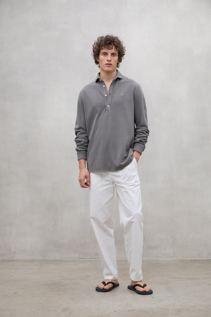 DARK GREY POL PIQUE SHIRT