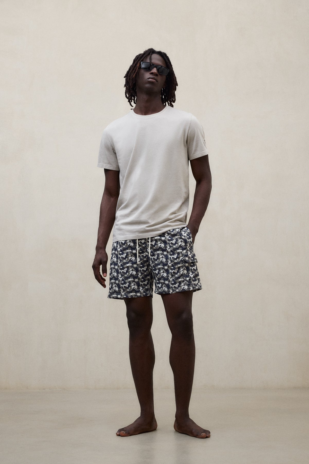 BLACK BIQUE SWIM TRUNKS