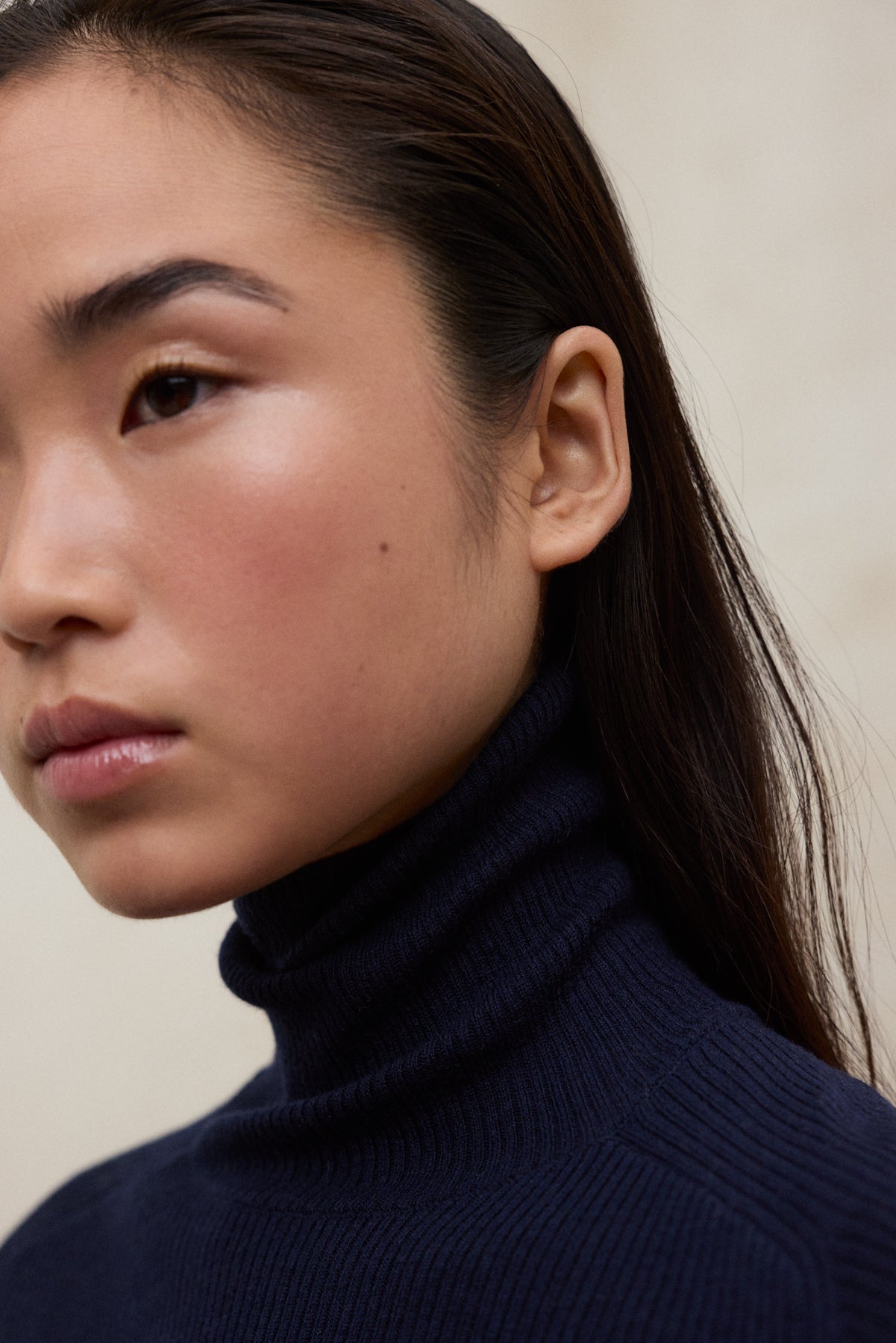 BLUE HIGH COLLAR LILY SWEATER