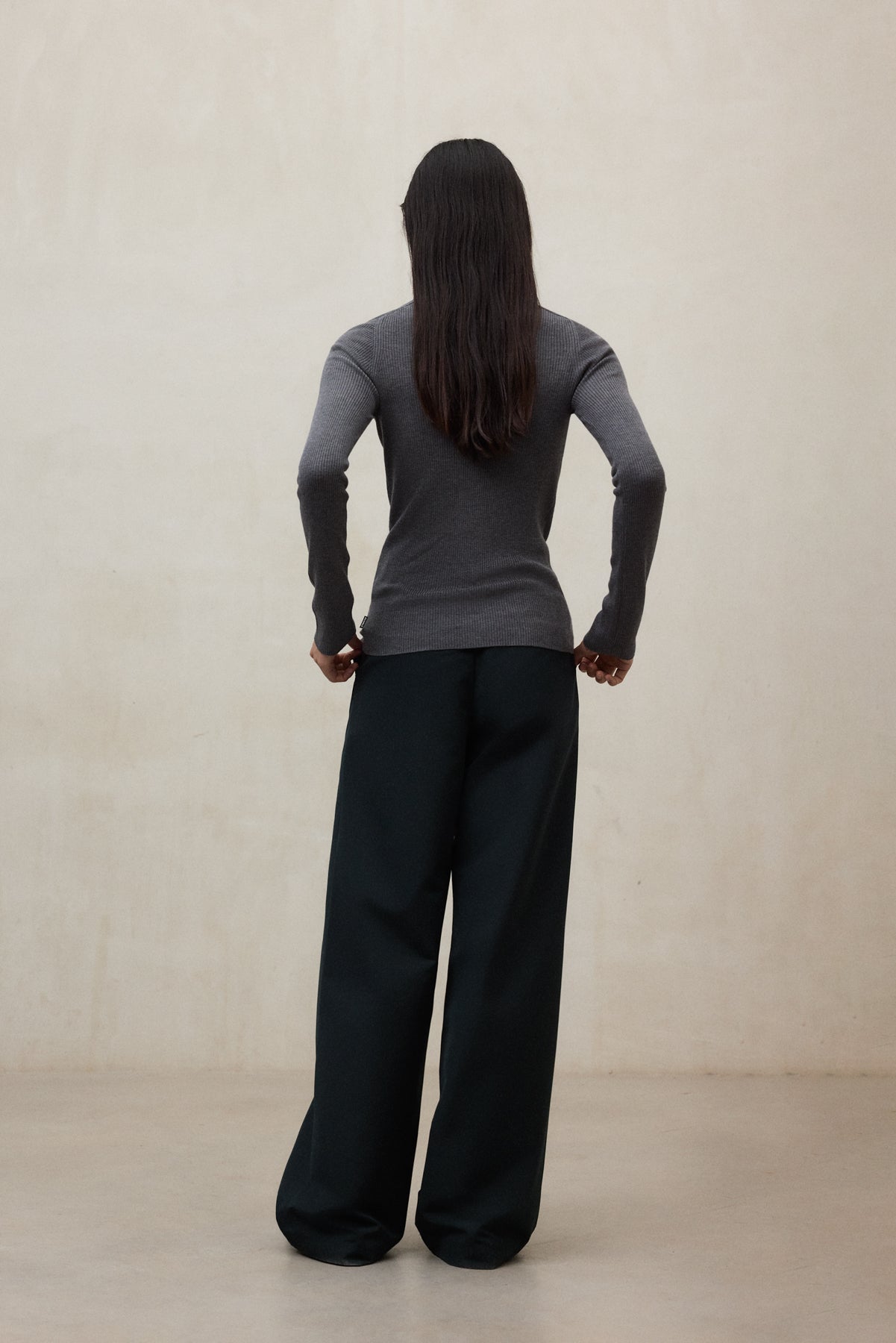 GREY HIGH COLLAR LILY SWEATER