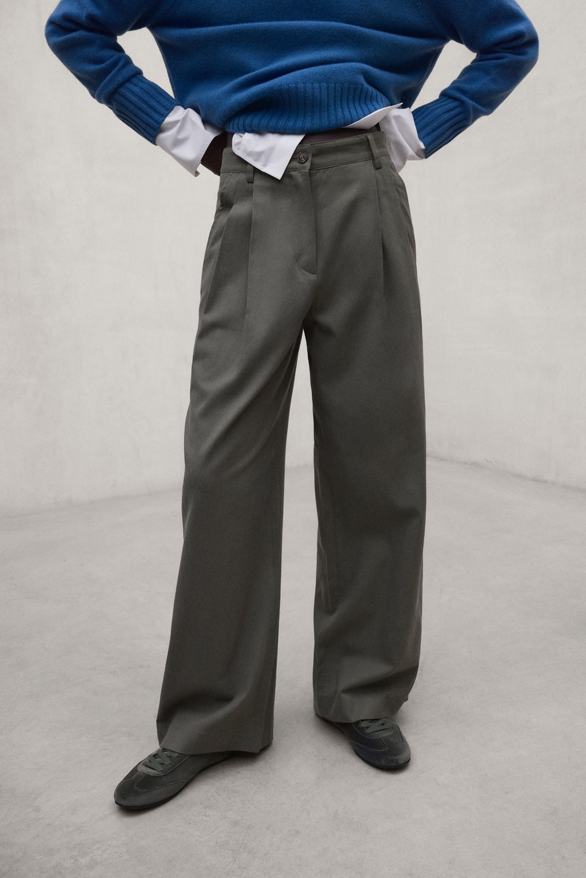 GREEN TECHNICAL COTTON GALIA TROUSERS