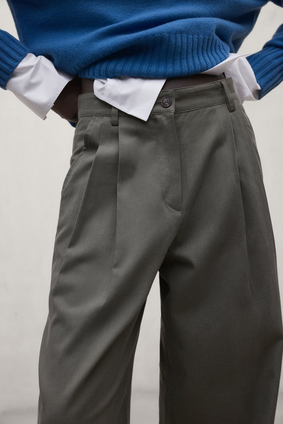 GREEN TECHNICAL COTTON GALIA TROUSERS
