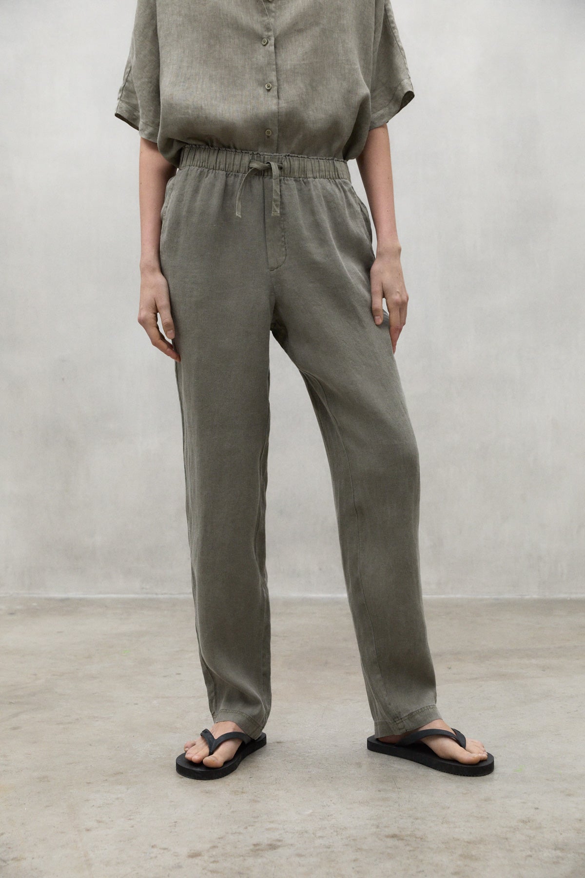 GREY INDO LINEN TROUSERS