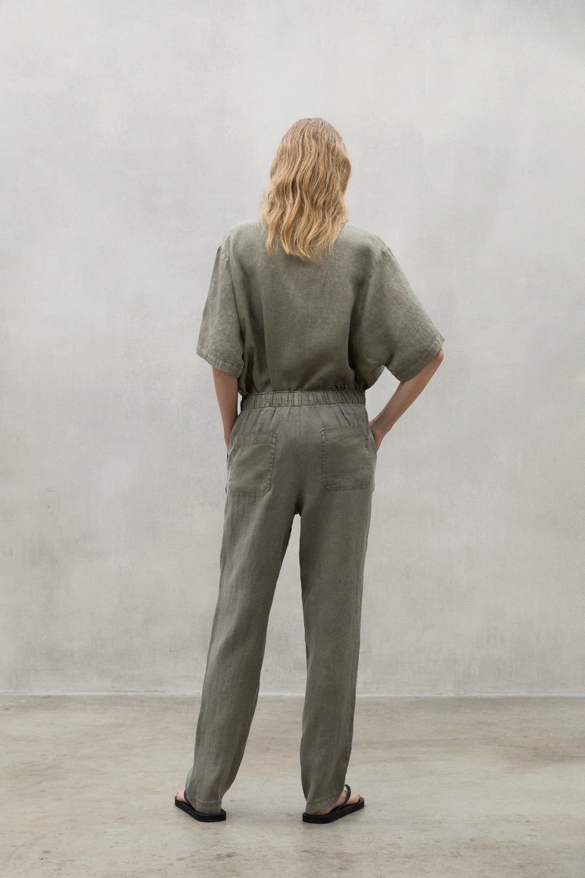 GREY INDO LINEN TROUSERS
