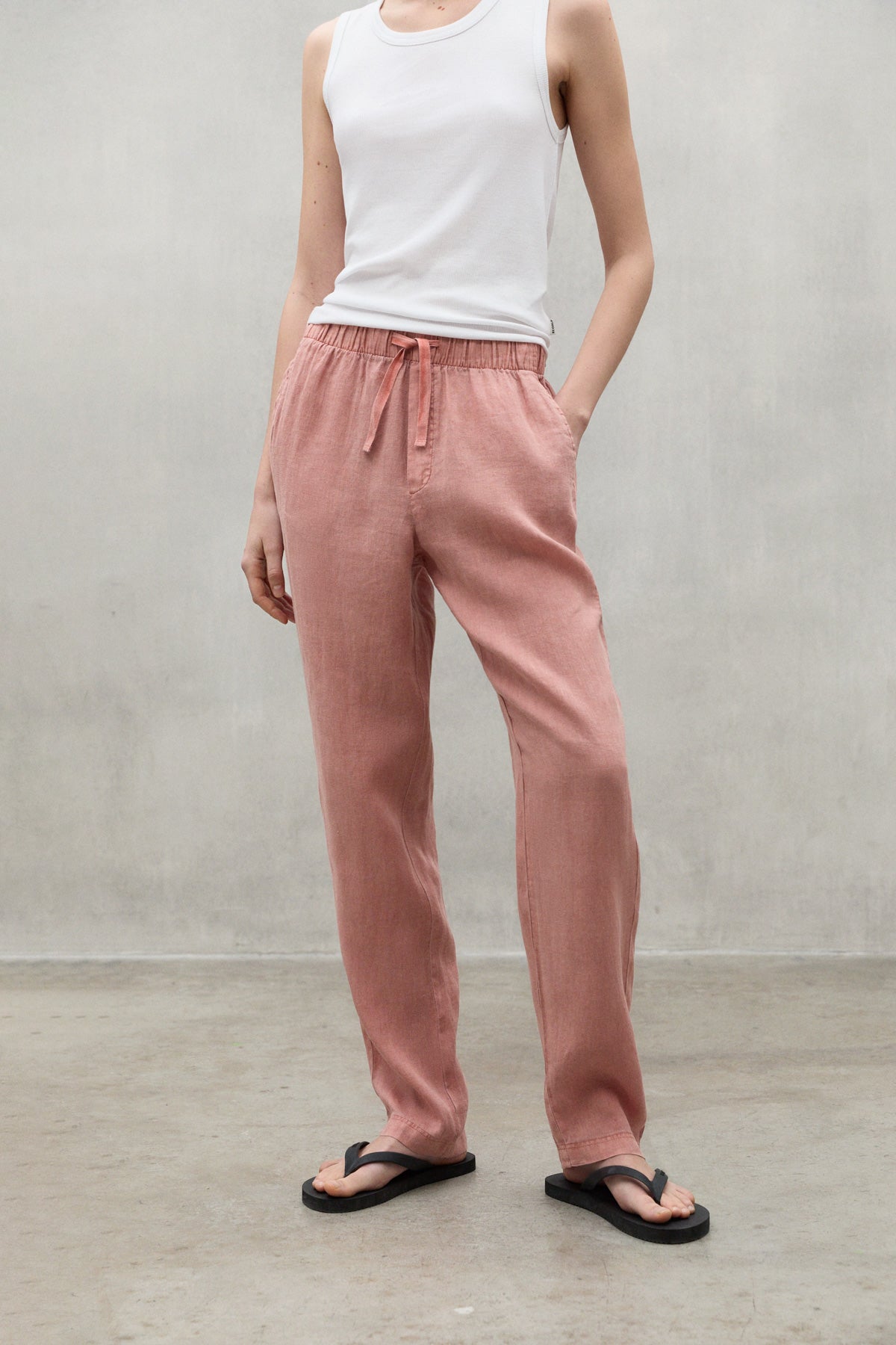 PINK INDO LINEN TROUSERS