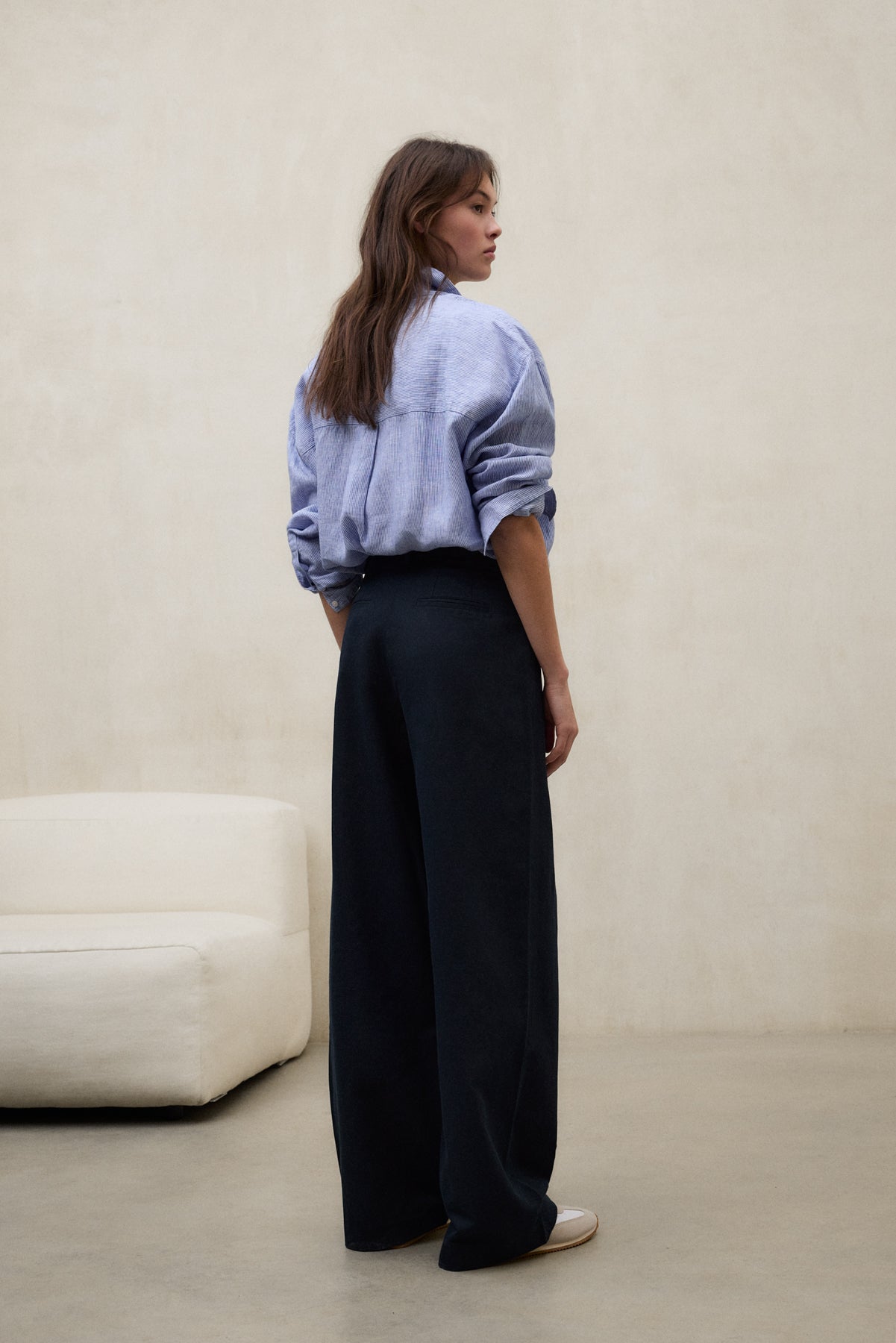 NAVY BLUE MIEL LINEN TROUSERS