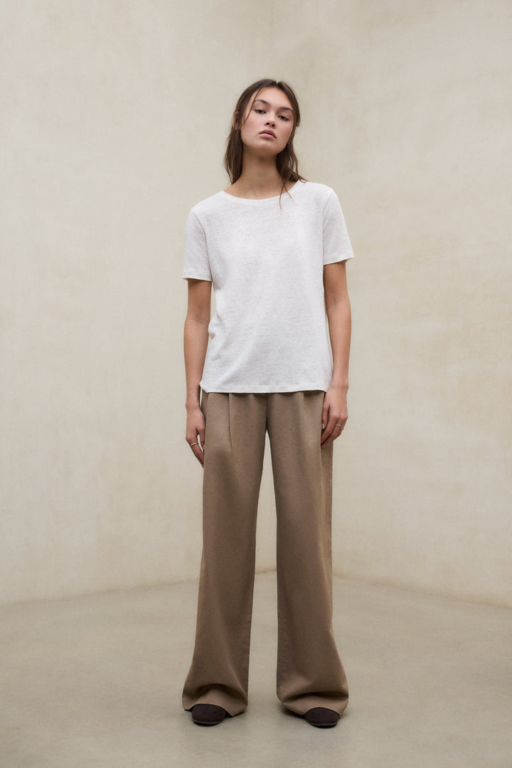 PANTALONI IN LINO MIEL BEIGE