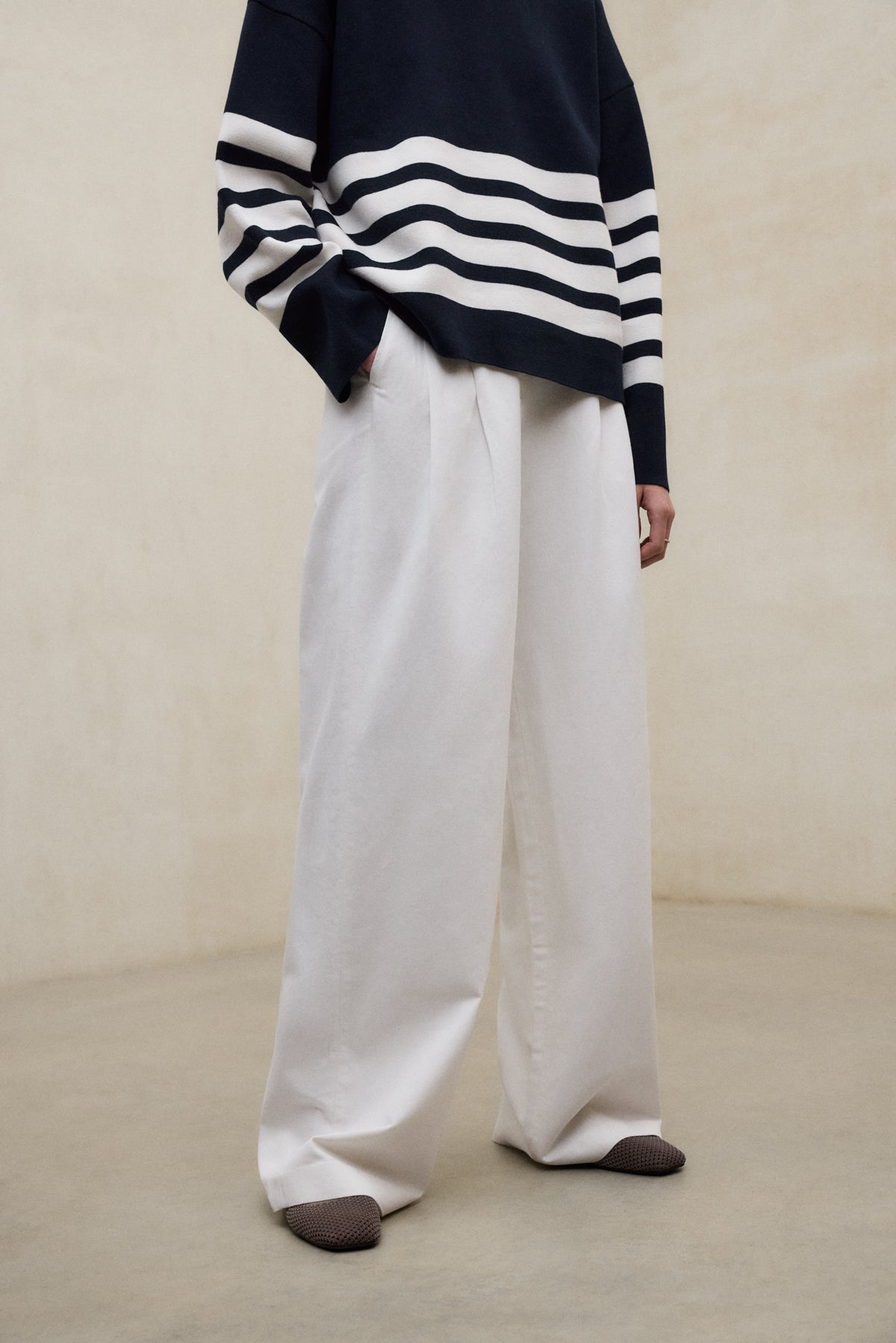 PANTALONI IN LINO MIEL BIANCHI