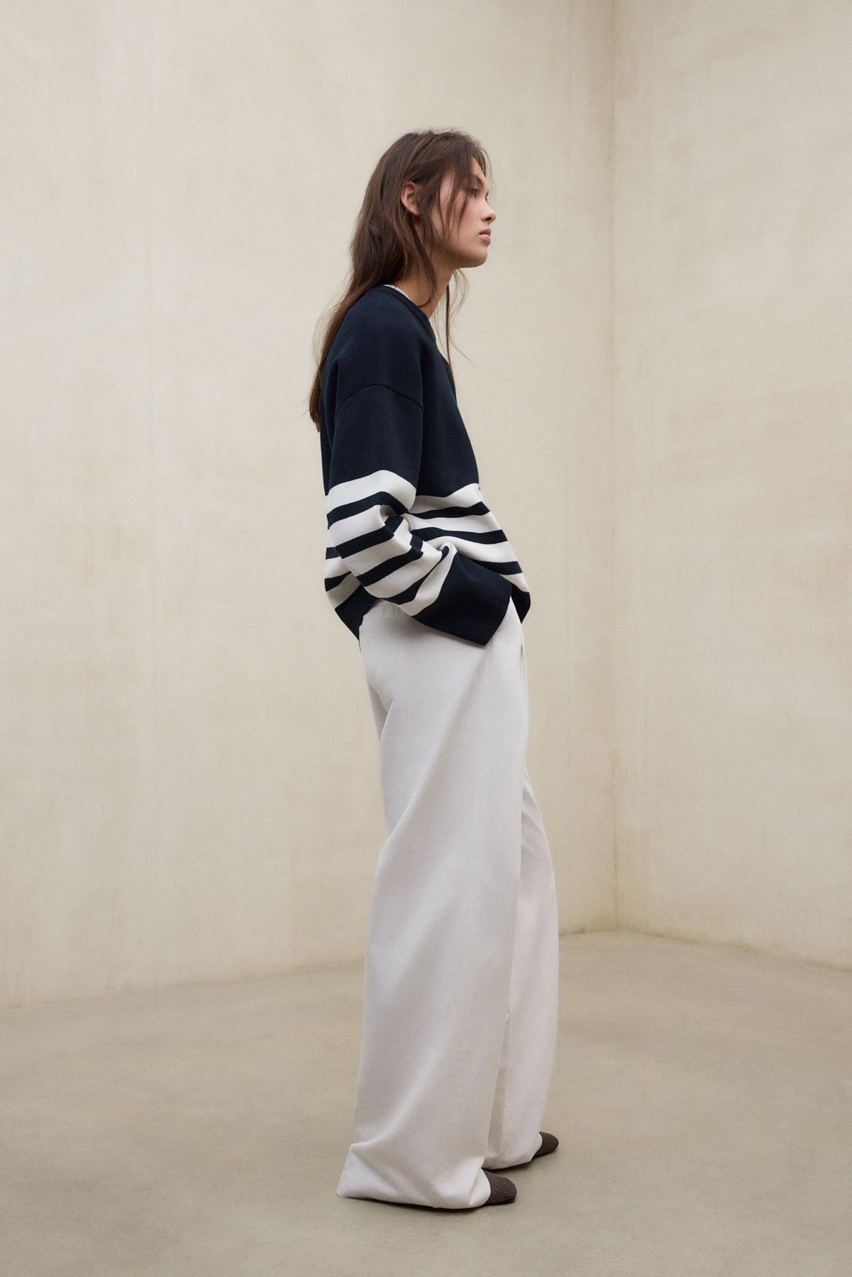 PANTALONI IN LINO MIEL BIANCHI